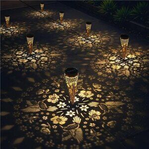 Solar Garden Lights, Metal Hummingbird Pathway Lights, Outdoor